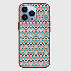 Чехол для iPhone 13 Pro Многоцветный полосатый восточный орнамент, цвет: 3D-красный