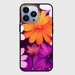 Чехол для iPhone 13 Pro Яркие фанстастические цветы, цвет: 3D-черный