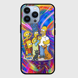 Чехол iPhone 13 Pro Семейка Симпсонов празднуют Новый Год