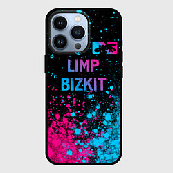 Чехол для iPhone 13 Pro Limp Bizkit - neon gradient: символ сверху, цвет: 3D-черный