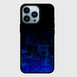 Чехол iPhone 13 Pro Однотонный черный и темно синий гранжевый градиент