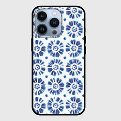 Чехол для iPhone 13 Pro Тай-дай гжель, цвет: 3D-черный