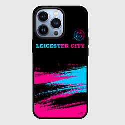 Чехол для iPhone 13 Pro Leicester City - neon gradient: символ сверху, цвет: 3D-черный