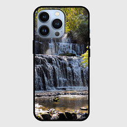 Чехол iPhone 13 Pro Водопад, солнечные лучи и лес