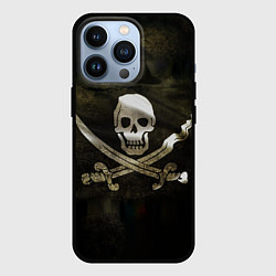 Чехол для iPhone 13 Pro Пиратский флаг - череп с ножами, цвет: 3D-черный