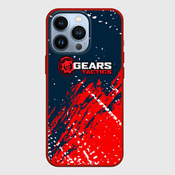 Чехол iPhone 13 Pro Gears of War - бела-красная текстура