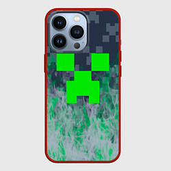 Чехол для iPhone 13 Pro Minecraft - пламя, цвет: 3D-красный