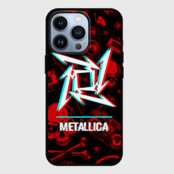 Чехол iPhone 13 Pro Metallica rock glitch