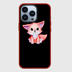 Чехол для iPhone 13 Pro Лисёнок Очарователен На Чёрном Фоне, цвет: 3D-красный