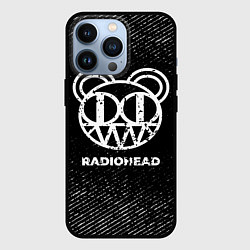 Чехол iPhone 13 Pro Radiohead с потертостями на темном фоне