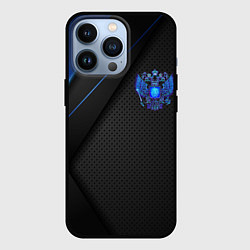 Чехол iPhone 13 Pro Черно-синий герб России