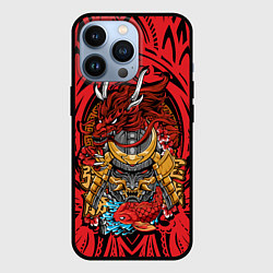 Чехол для iPhone 13 Pro Маска воина самурая с драконом, цвет: 3D-черный