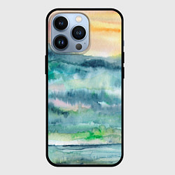 Чехол для iPhone 13 Pro Туманный рассвет в горах акварель, цвет: 3D-черный