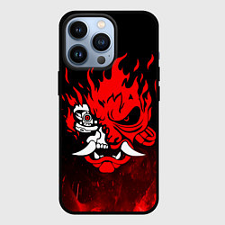 Чехол для iPhone 13 Pro Cyberpunk 2077 - Логотип в огне, цвет: 3D-черный