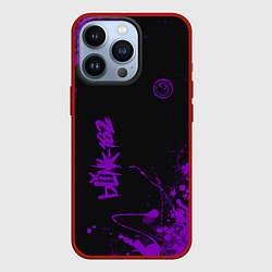 Чехол для iPhone 13 Pro Blink 182 фиолетовые брызги, цвет: 3D-красный
