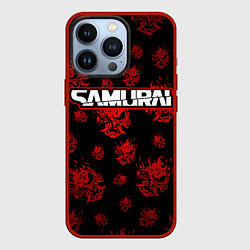 Чехол iPhone 13 Pro Samurai - Красный паттерн - Cyberpunk