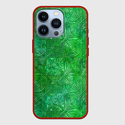 Чехол iPhone 13 Pro Узорчатый зеленый стеклоблок имитация
