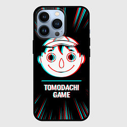 Чехол iPhone 13 Pro Символ Tomodachi Game в стиле glitch на темном фон