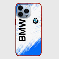 Чехол для iPhone 13 Pro Bmw синяя текстура, цвет: 3D-красный