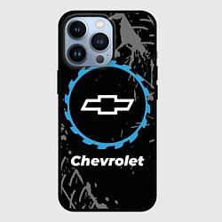 Чехол iPhone 13 Pro Chevrolet в стиле Top Gear со следами шин на фоне