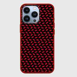 Чехол для iPhone 13 Pro Жаркие поцелуи, алые губы, цвет: 3D-красный