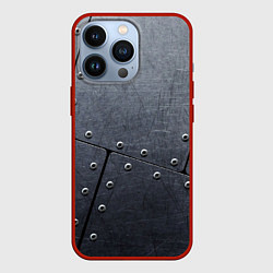 Чехол для iPhone 13 Pro Стальные пластины, цвет: 3D-красный
