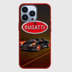 Чехол iPhone 13 Pro Bugatti на ночной дороге