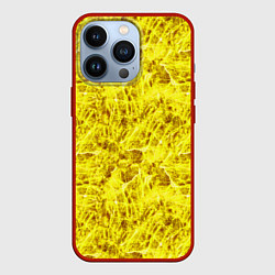 Чехол для iPhone 13 Pro Жёлтый лёд - текстура, цвет: 3D-красный