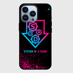 Чехол iPhone 13 Pro System of a Down - neon gradient