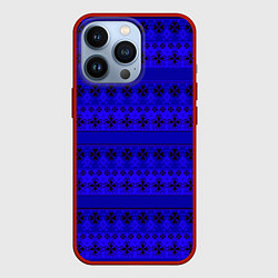 Чехол iPhone 13 Pro Скандинавский орнамент Синий кобальт