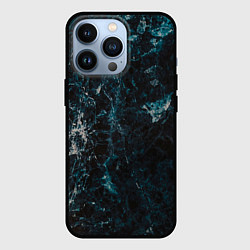 Чехол для iPhone 13 Pro Синий мрамор с прожилками, цвет: 3D-черный