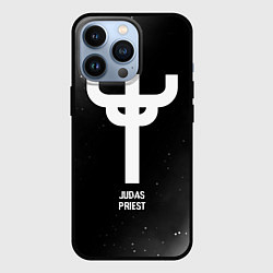 Чехол iPhone 13 Pro Judas Priest glitch на темном фоне