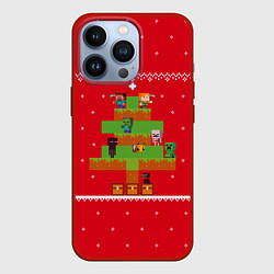 Чехол для iPhone 13 Pro Майнкрафт : Новогодний свитер, цвет: 3D-красный
