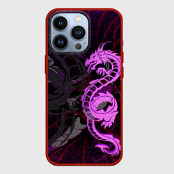 Чехол для iPhone 13 Pro Неоновый дракон purple dragon, цвет: 3D-красный