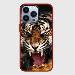 Чехол для iPhone 13 Pro Оскал тигра, цвет: 3D-красный