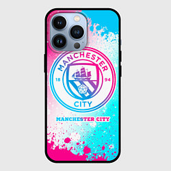 Чехол iPhone 13 Pro Manchester City neon gradient style