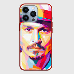 Чехол для iPhone 13 Pro Джонни Депп портрет, цвет: 3D-красный