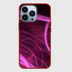 Чехол iPhone 13 Pro Абстрактные неоновые розовые линии во тьме
