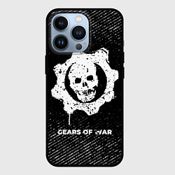 Чехол iPhone 13 Pro Gears of War с потертостями на темном фоне