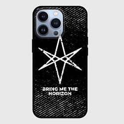 Чехол iPhone 13 Pro Bring Me the Horizon с потертостями на темном фоне