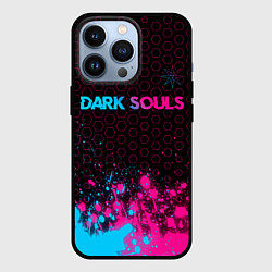 Чехол iPhone 13 Pro Dark Souls - neon gradient: символ сверху