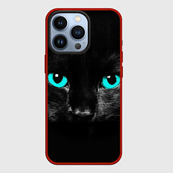 Чехол iPhone 13 Pro Чёрный кот с бирюзовыми глазами