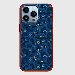 Чехол iPhone 13 Pro Желтые и синие звезды на синем фоне