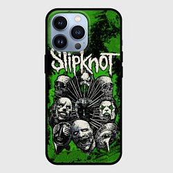 Чехол iPhone 13 Pro Slipknot green abstract