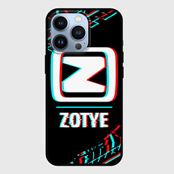 Чехол iPhone 13 Pro Значок Zotye в стиле glitch на темном фоне