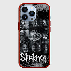 Чехол для iPhone 13 Pro Slipknot black & white style, цвет: 3D-красный