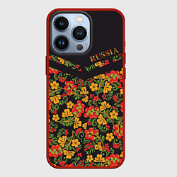 Чехол для iPhone 13 Pro Полосатая хохлома, цвет: 3D-красный