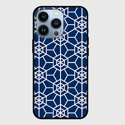 Чехол для iPhone 13 Pro Синий узорчатый паттерн, цвет: 3D-черный