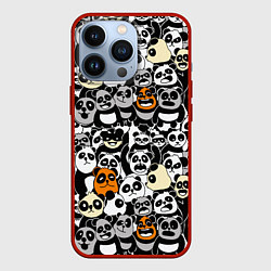 Чехол для iPhone 13 Pro Злобные панды, цвет: 3D-красный