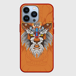 Чехол для iPhone 13 Pro Голова тигра в узорах, цвет: 3D-красный